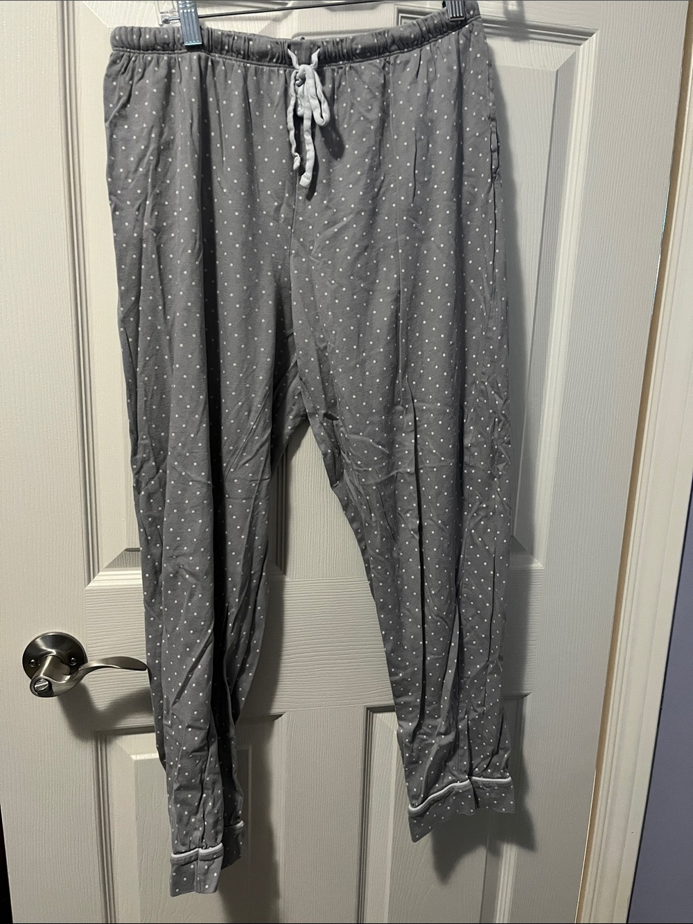 Women's Pajama Pants Pockets Cotton Grey Polka Dot Loungewear Comfy Casual
